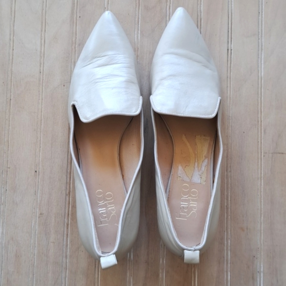 Franco Sarto Vianna Slip On Crom Heel Pointy Toe Boone Leather Dress Short Heels - Picture 2 of 14
